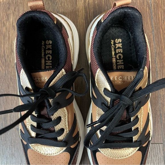 Skechers brown and black lace up sneaker SZ 6 - Picture 3 of 7